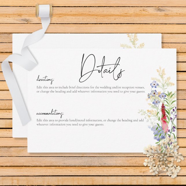 Tarjeta De Recepción Detalles de flores silvestres y girasoles de veran (Subido por el creador)