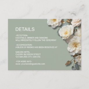 Tarjeta De Recepción Detalles de flores texturizadas de rosas blancas
