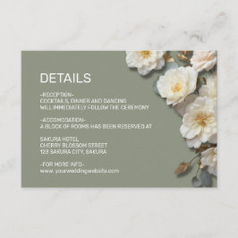 Tarjeta De Recepción Detalles de flores texturizadas de rosas blancas