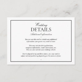 Tarjeta De Recepción Detalles de guión clásico blanco negro elegante