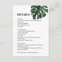 Tarjeta De Recepción Detalles de hojas de palma tropical verde