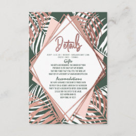 Tarjeta De Recepción Detalles de hojas de palmeras tropicales de Rosa v