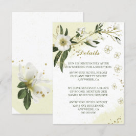 Tarjeta De Recepción detalles de hojas verdes de flores blancas y dorad