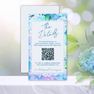Tarjeta De Recepción Detalles de Hortensia Azul en Acuarela Elegante Có