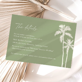 Tarjeta De Recepción Detalles de Hotel de Boda Tropical con Palma