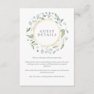 Tarjeta De Recepción Detalles de información de invitados Guirnalda de 