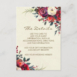 Tarjeta De Recepción detalles de información de la boda de invierno fes