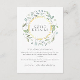 Tarjeta De Recepción Detalles de información del invitado con guirnalda