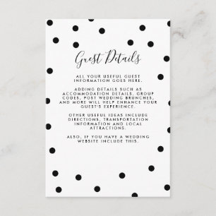 Tarjeta De Recepción Detalles de información para invitados de boda con
