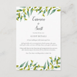 Tarjeta De Recepción Detalles de información para invitados de jardín v