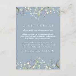 Tarjeta De Recepción Detalles de información para invitados en azul pol