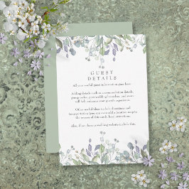 Tarjeta De Recepción Detalles de información para invitados florales de