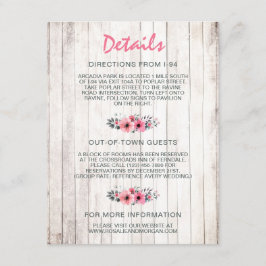 Tarjeta De Recepción Detalles de inserción para boda campestre con flor