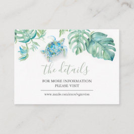 Tarjeta De Recepción Detalles de invitada de tortuga costera tropical I