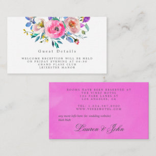 Tarjeta De Recepción Detalles de invitado Boda de Floral de acuarela de