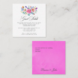 Tarjeta De Recepción Detalles de invitado Boda de Floral de acuarela de
