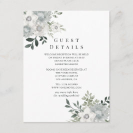 Tarjeta De Recepción Detalles de Invitado de Acuarela Silver Sage