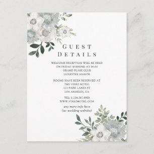 Tarjeta De Recepción Detalles de Invitado de Acuarela Silver Sage