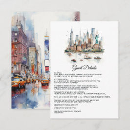 Tarjeta De Recepción Detalles de invitado de boda con acuarela de Nueva