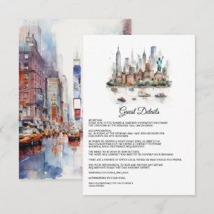 Tarjeta De Recepción Detalles de invitado de boda con acuarela de Nueva