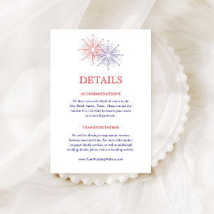 Tarjeta De Recepción Detalles de Invitado de Boda con Fuegos Artificial
