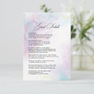 Tarjeta De Recepción Detalles de Invitado de Boda con Tinta Alcohólica 