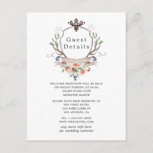 Tarjeta De Recepción Detalles de Invitado de Boda Cresta de Laurel Bosq