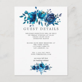 Tarjeta De Recepción Detalles de invitado de Boda de acuarela marina y 