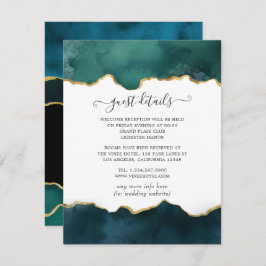 Tarjeta De Recepción Detalles de invitado de Boda de Agate verde azulad