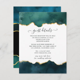 Tarjeta De Recepción Detalles de invitado de Boda de Agate verde azulad