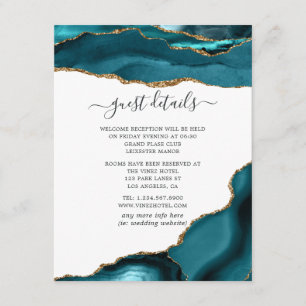 Tarjeta De Recepción Detalles de invitado de Boda de Agate verde azulad