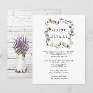 Tarjeta De Recepción Detalles de Invitado de Boda de Algodón Lila Rústi