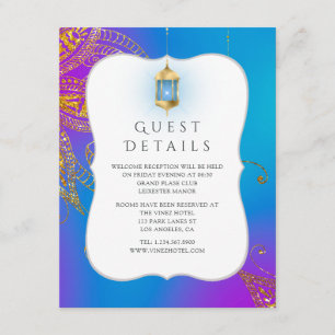 Tarjeta De Recepción Detalles de invitado de Boda de Bollywood de Relie