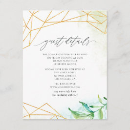 Tarjeta De Recepción Detalles de invitado de Boda de cristal geométrico