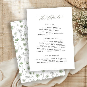 Tarjeta De Recepción Detalles de invitado de boda de jardín floral verd