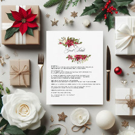 Tarjeta De Recepción Detalles de invitado de Boda de Navidades florales