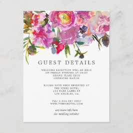 Tarjeta De Recepción Detalles de Invitado de Boda de Peonías Rosadas Vi