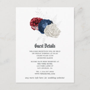 Tarjeta De Recepción Detalles de Invitado de Boda del 4 de Julio Rojo B
