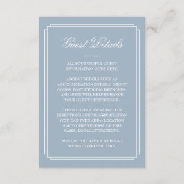 Tarjeta De Recepción Detalles de invitado de boda Dusty Blue Deco