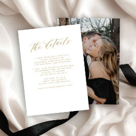 Tarjeta De Recepción Detalles de invitado de boda elegantes en oro y bl