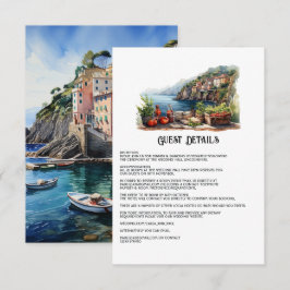 Tarjeta De Recepción Detalles de Invitado de Boda en Cinque Terre Itali