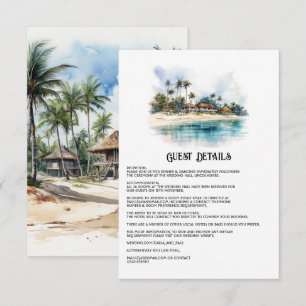 Tarjeta De Recepción Detalles de Invitado de Boda en Punta Cana con Acu