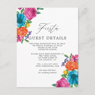 Tarjeta De Recepción Detalles de Invitado de Boda Fiesta Floral Acuarel