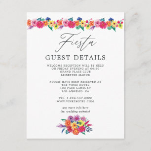 Tarjeta De Recepción Detalles de Invitado de Boda Fiesta Floral Acuarel