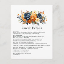 Detalles de Invitado de Boda Floral Azul Marino y