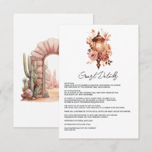 Tarjeta De Recepción Detalles de Invitado de Boda Floral Boho Rústico O