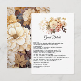 Tarjeta De Recepción Detalles de Invitado de Boda Floral Color Champán