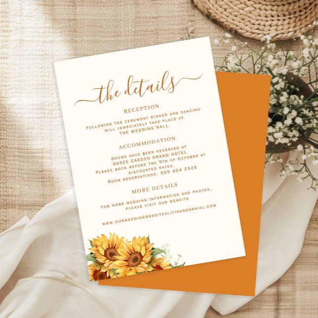 Tarjeta De Recepción Detalles de invitado de boda floral otoño boho (Subido por el creador)