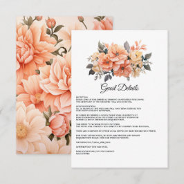 Tarjeta De Recepción Detalles de invitado de boda floral Peach Fuzz