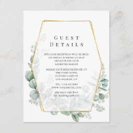 Tarjeta De Recepción Detalles de Invitado de Boda Geométrica de Eucalip